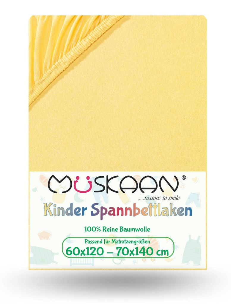 Jersey Kinder Spannbettlaken 60x120 cm - 70x140 cm Gelb Produktbild 