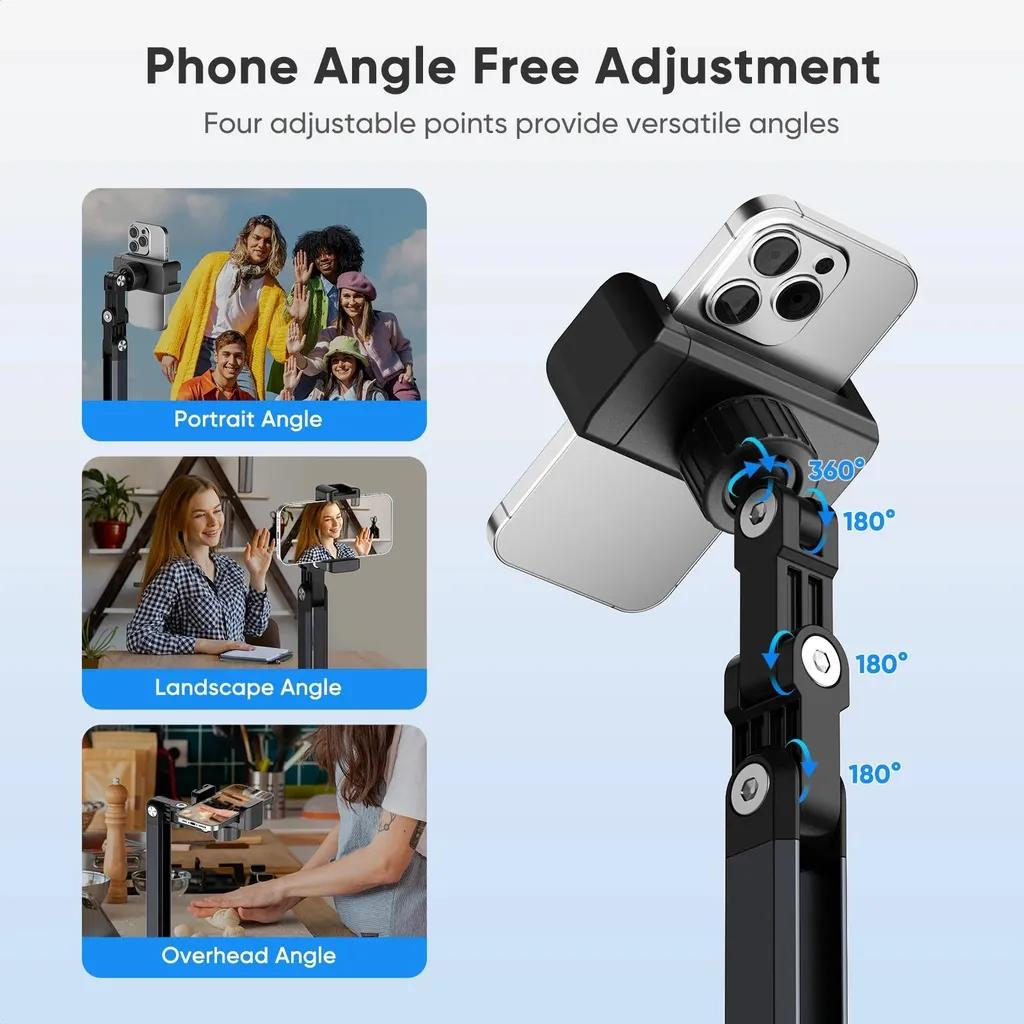 Support Smartphone et Tablette à Bras Articulé 70cm Noir pour Bureau