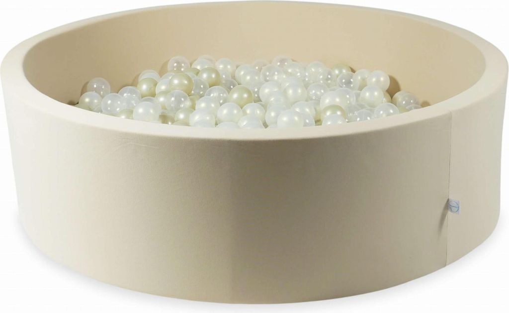 Trockenpool 130x40 beige mit 700 Bällen: transparent, hellgold, opaleszierend