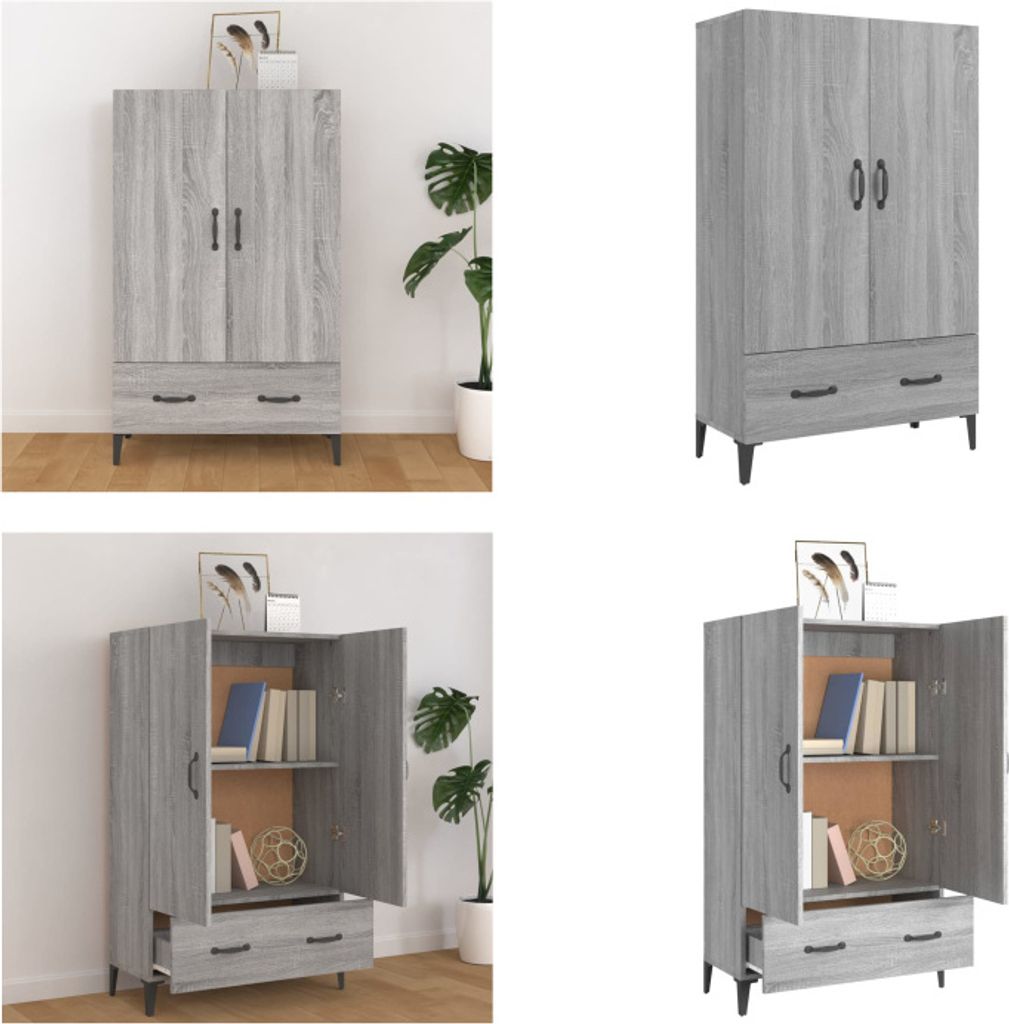 vidaXL Highboard Grau Sonoma 70x31x115 cm Holzwerkstoff - Highboard - Highboards - Sideboard - Schrank