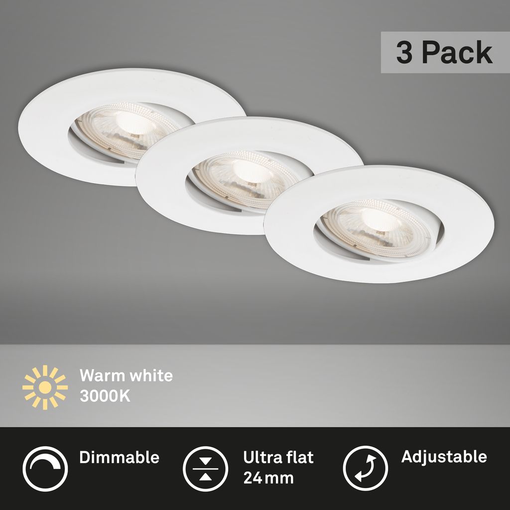 Lampy wpuszczane LED ściemnialne obrotowe zestaw 3 5 W Zdjęcie produktu 