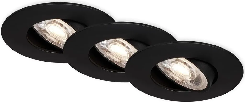 Spot LED encastrable Briloner 4,4 cm IP65 noir 3x 4,9W 480lm design