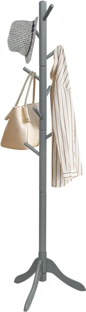 Appendiabiti Ufficio COSTWAY Legno Grigio 175 cm - 8 Ganci Robusti