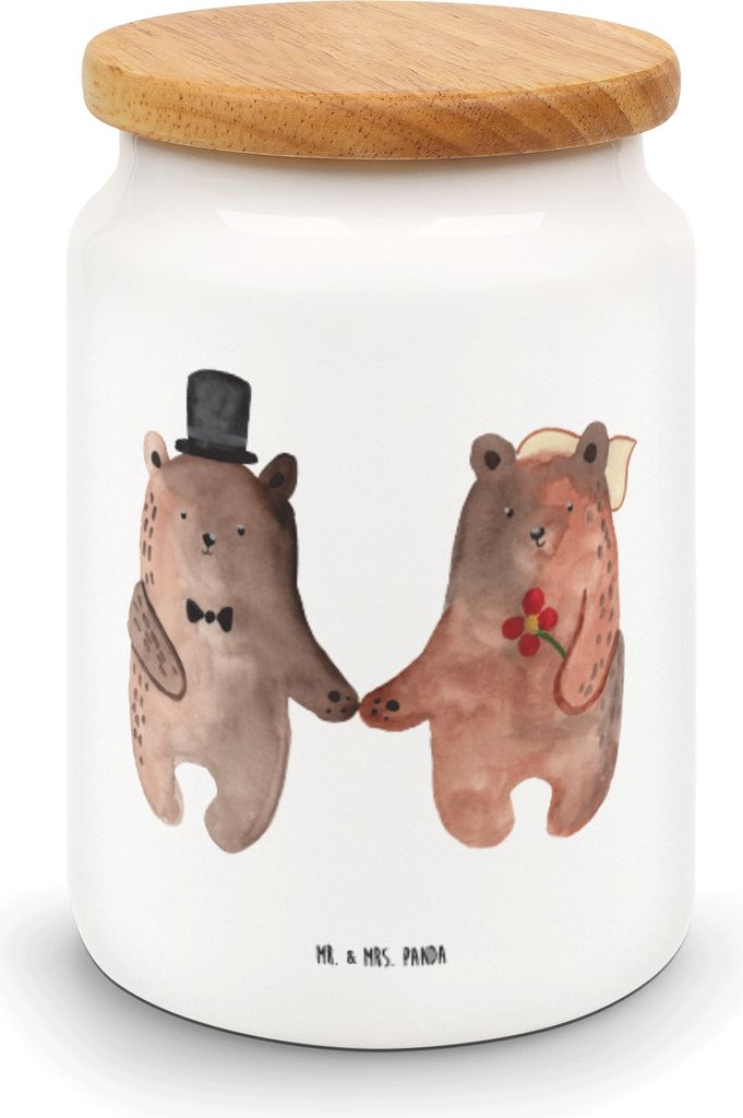 Mr. & Mrs. Panda Dose Bär Heirat - Weiß - Geschenk, Frischhaltedose, Verheiratet Heirate Hochzeit Hochzeitsgeschenk Hochzeitspaar, Keksdose, Aufb...