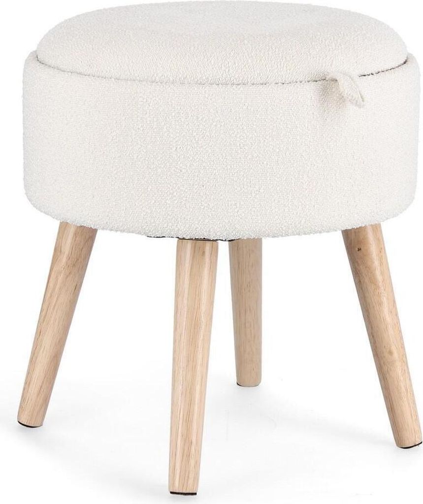 Hocker Zoya 39 x 39 x 42,5 cm MDF Esche Polyester Natur Weiß