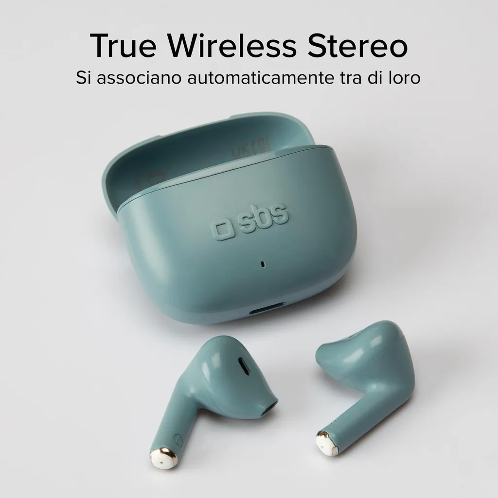 SBS Go Pods Écouteurs True Wireless Stereo TWS Vert Pétrole USB-C