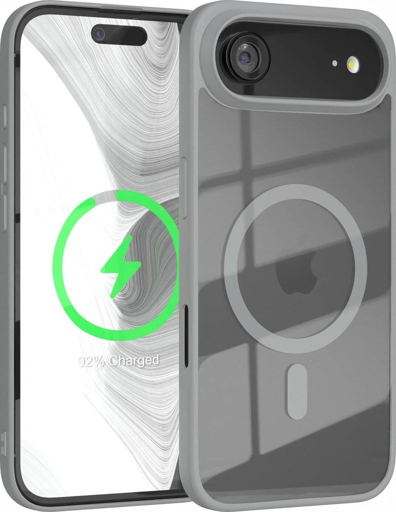 EAZY CASE Clear MagSafe Case für Apple iPhone Air, Qi-Charging, Silikon mit Kameraschutz, Bumper Case in Grau