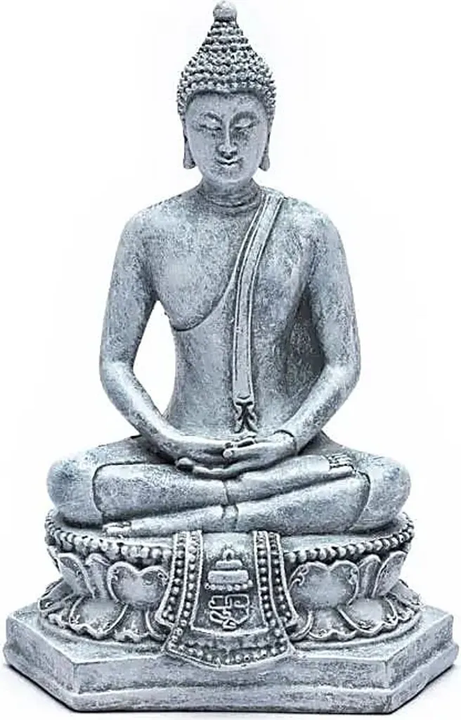 Bouddha Thaï pour Méditation et Yoga - Lot de 2 Statues Grises 18cm