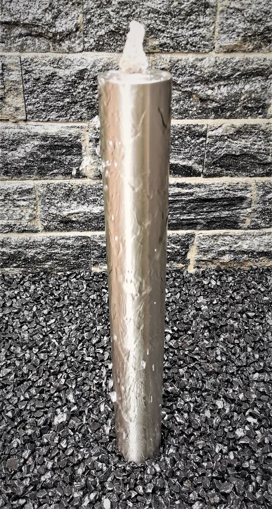 Säulenbrunnen 80 / 10 cm rund Edelstahl matt gebürstet incl. LED Komplettset