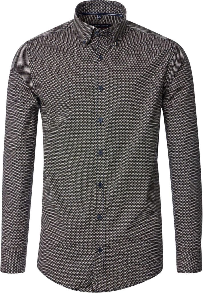 CASAMODA Herren Freizeithemd Langarm Button-Down Casual Blau gemustert XL