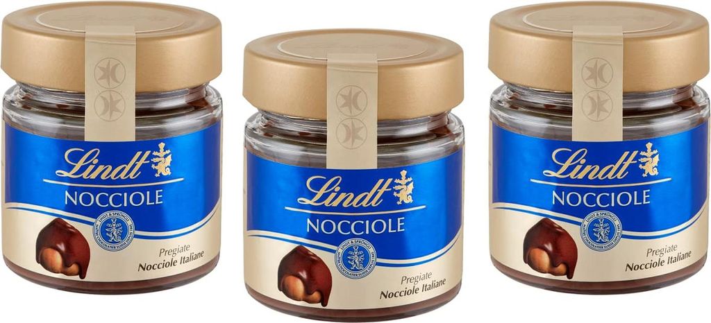 3x Lindt Crema Spalmabile alle Nocciole Streichfähige Creme Streichcreme mit Haselnüssen 200g Glas Feine Italienische Haselnüsse