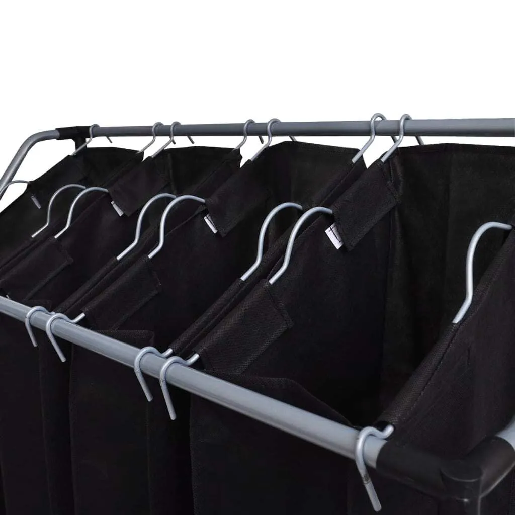 Double panier à linge design avec compartiments de tri noir et gris