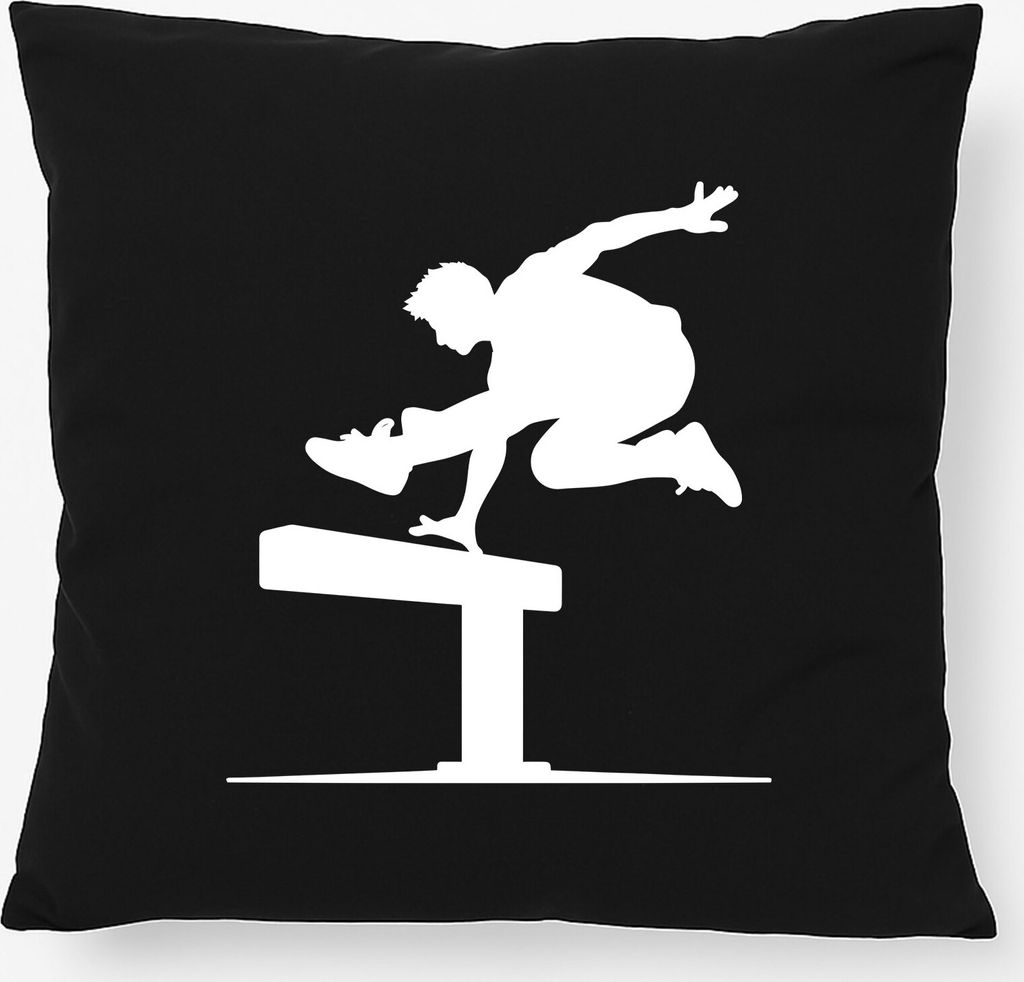 Huuraa Kissen Parkour Freerunning 40x40cm mit Füllung Black Baumwolle Dekokissen Geschenkidee
