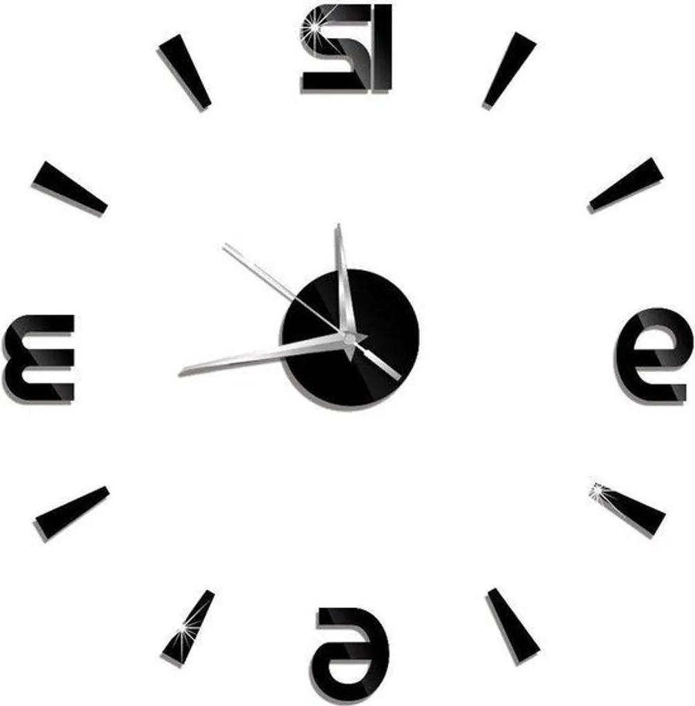 Horloge murale géante à coller - Pendule design noir pour grand salon