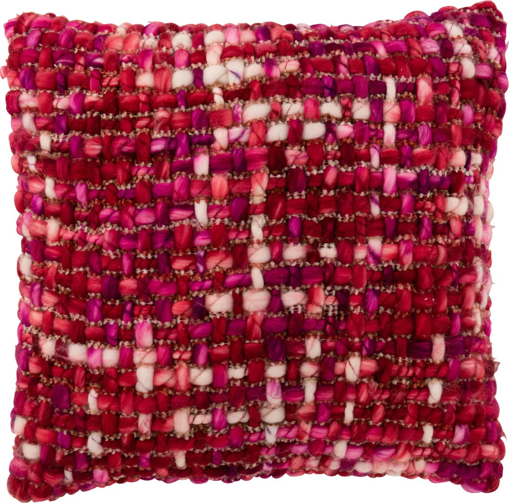 Coussin Tricoté J-Line Rose Foncé : Confort sans irritation ni bouloche