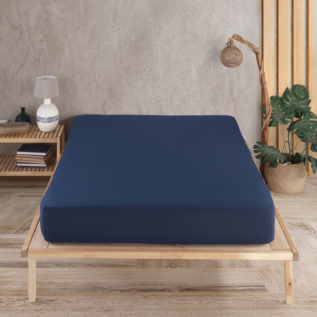 Vency Premium Jersey Spannbettlaken 160x200 Marineblau Spannbetttuch 100% Baumwolle, Bettlaken 160x200 Bis 35 cm Matratzenhöhe, Marineblau, 160x20...