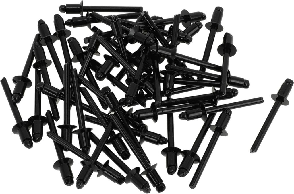 Offene Enden Großkopf Blindnieten Schwarz 50 Stück 6,4 mm Griffdurchmesser 10 mm Grifflänge 11 mm Flangedurchmesser Eisen