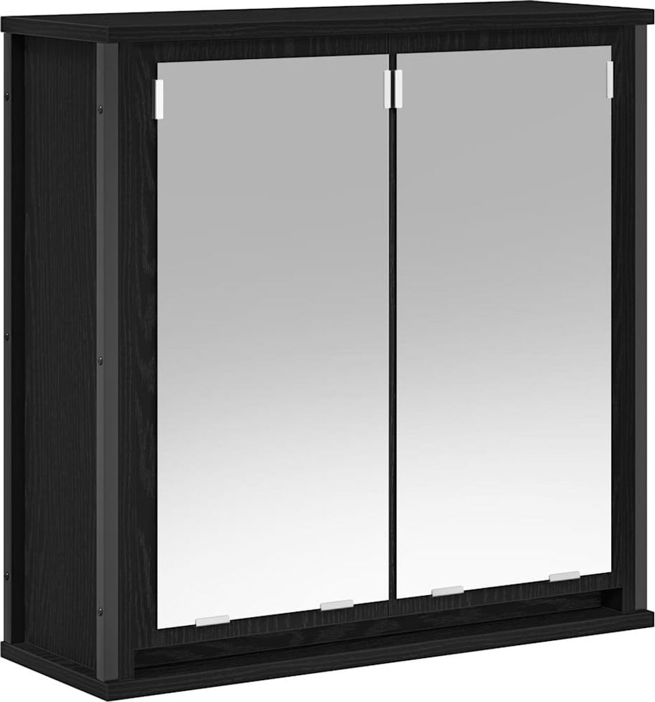 Bad-Wandschrank mit Spiegel Schwarz Eichen-Optik 60x21x60 cm