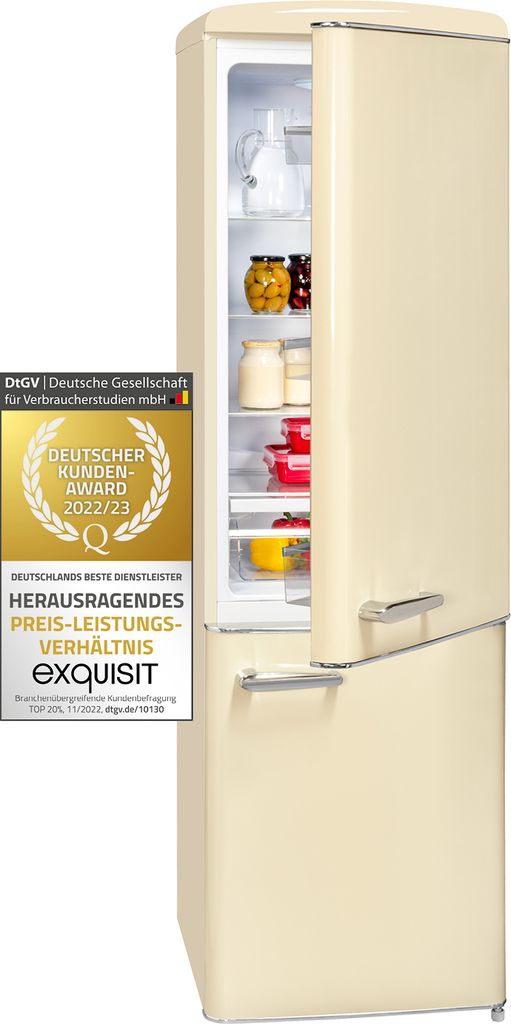Exquisit Retrokühlschrank RKGC250-70-H-160E magnolienweiss Produktbild 
