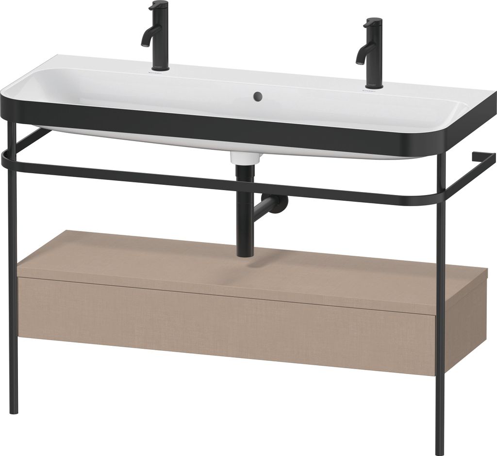 Duravit Happy D.2 Plus c-bonded Set mit Metallkonsole und Schubkasten, 1175x490mm, 1 Hahnloch, HP4764O75750000