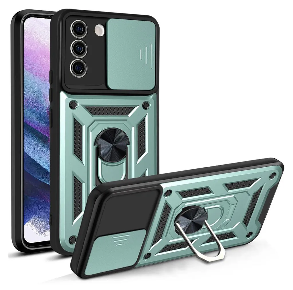 Migliore Custodia S21 FE 5G con Anello - Verde Silicone Anti-Caduta