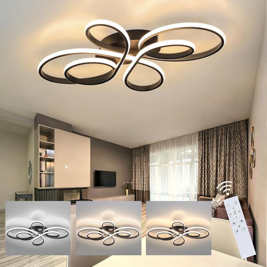 ZMH LED Deckenleuchte Schwarz Deckenlampe 80CM Dimmbar mit Produktbild 
