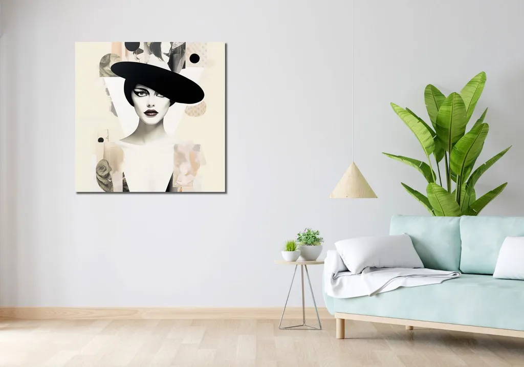Tableau Portrait en décalage 90x90 cm - Décoration Murale Chic Salon - 2