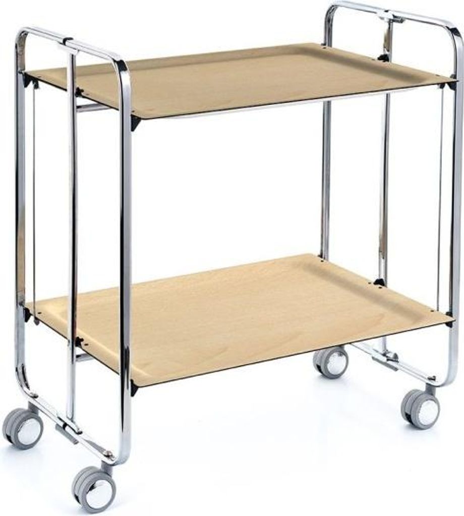 DON HIERRO - Klappbarer Servierwagen BAUHAUS mit Rollen – Metallgestell verchromt, 2 Ebenen, 4 Positionen