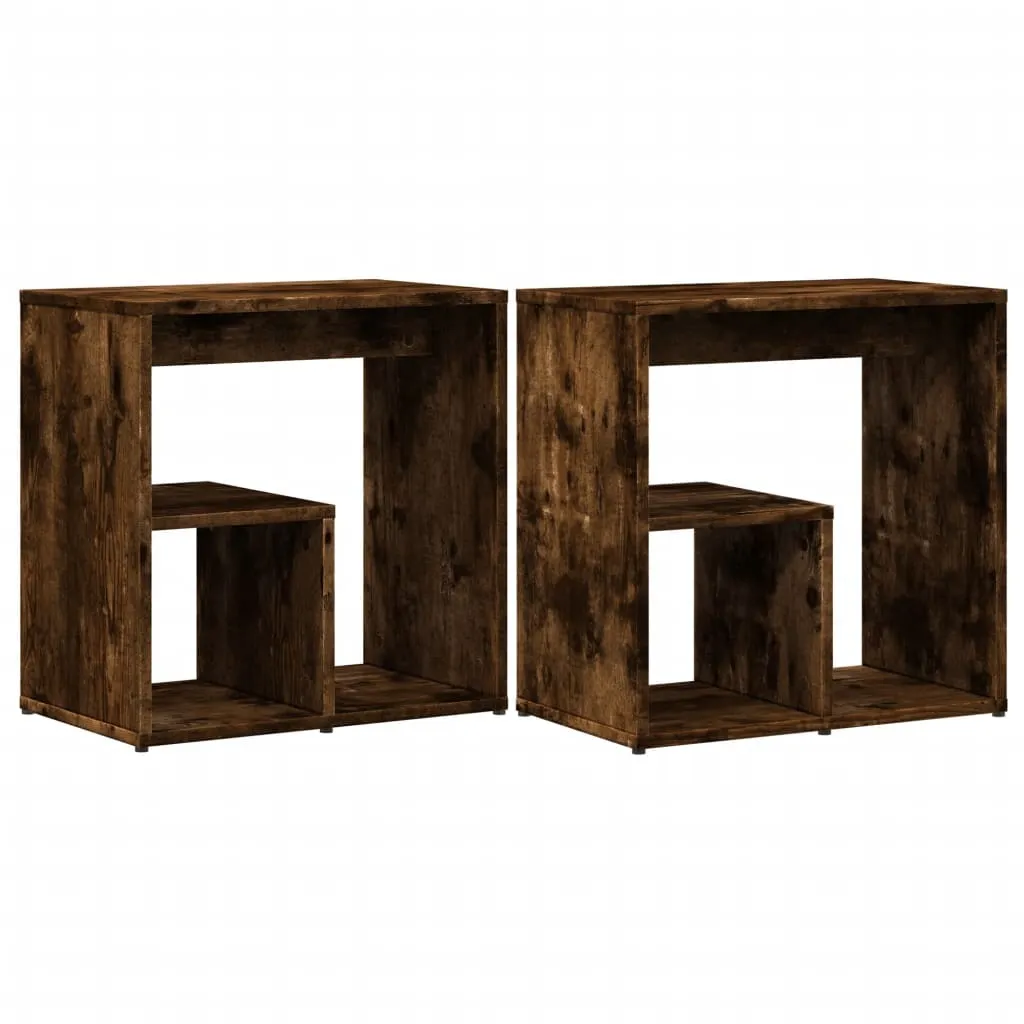 SYFAX™ Set 2 Tavolini Rovere Fumo 50x30x50 cm - Legno Multistrato Robusto