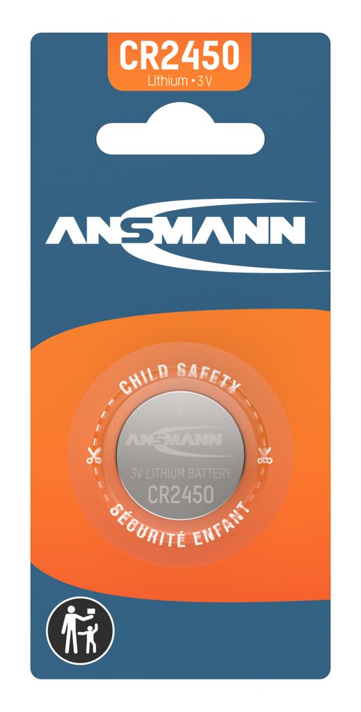 ANSMANN Lithium Knopfzelle CR2450 mit 3V (1 Stück), zuverlässig & langlebig