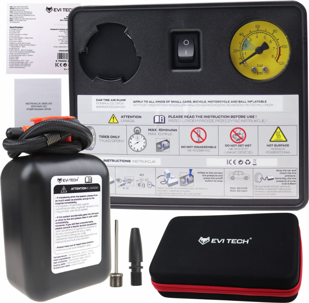 Reparaturset für reifen mit dichtmittel 450ml schnellreparatur + kompressor