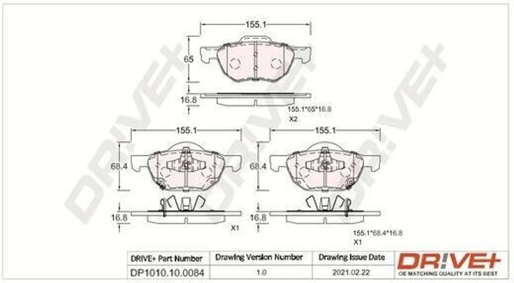Plaquettes de frein avant Accord VII Dr!ve+ DP1010 Qualité OE 45022 SEA