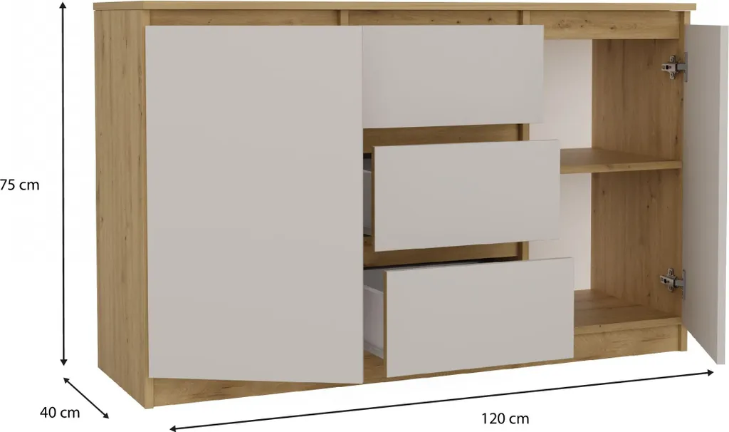 Commode ELBE : solution de rangement large en chêne pour maison ordonnée