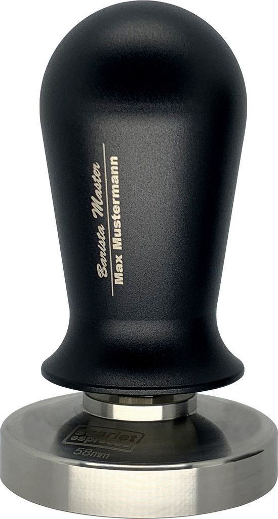 scarlet espresso | Kalibrierter Tamper »Perfetto« für Barista - Mit persönlicher Namenslasergravur im Griff , Größe:54 mm, Farbe:Schwarz