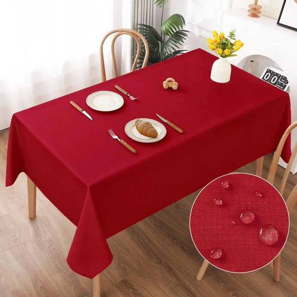Nappe hydrofuge rouge 140x240 cm effet lotus pour intérieur/extérieur