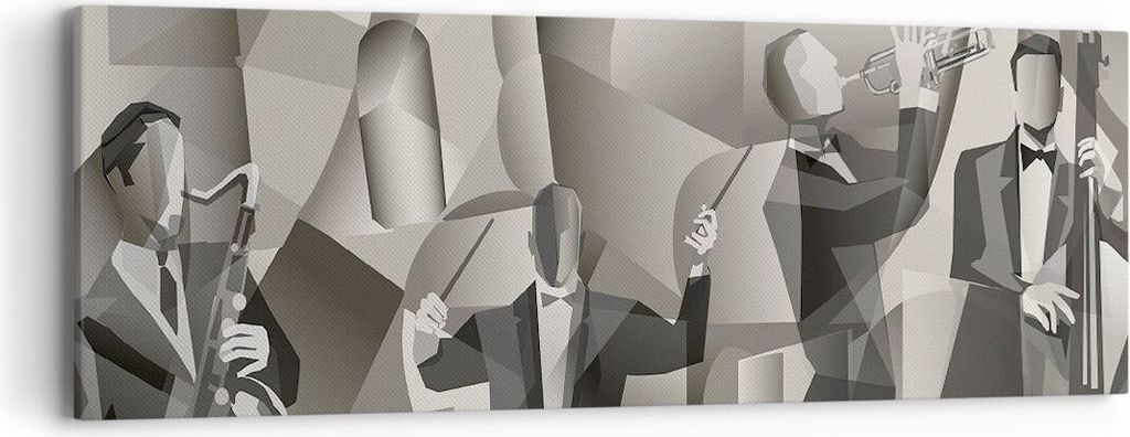 Bild auf Leinwand - Leinwandbild - Jazz Musik Musiker - 90x30cm - Wand Bild - Wanddeko - Wandbilder - Leinwanddruck - Bilder - Kunstdruck - Wanddek...