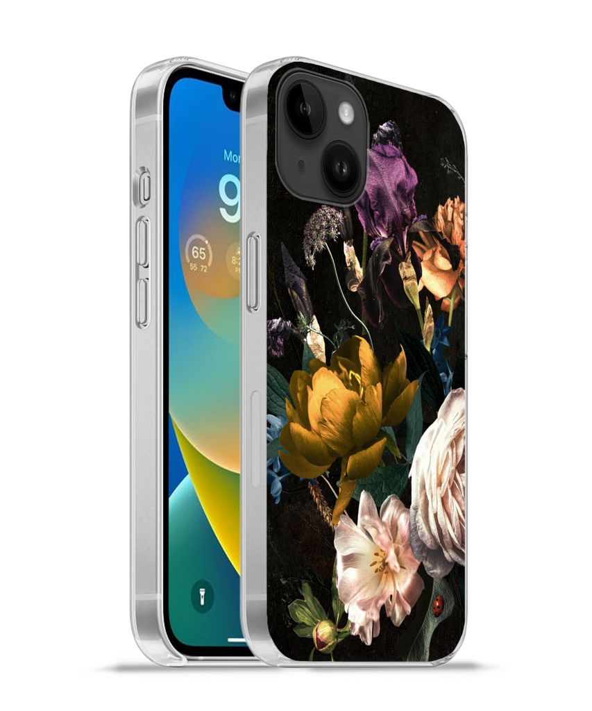 MuchoWow Handyhülle Schutzhülle Hülle für Apple iPhone 14 Plus - Soft case Blumen - Blumenstrauß - Muster Silikon Softcase Handy Hülle - Ab...
