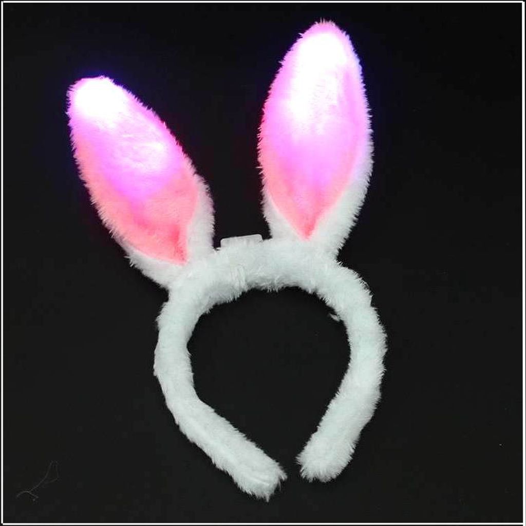 LED Plüsch-Haarreif "BUNNY" mit Hasenohren in 3 Farben, blinkend leuchtend Party (rosa)
