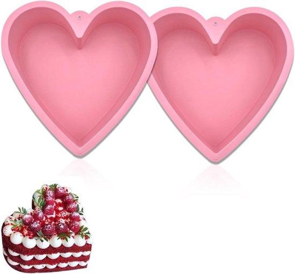 Herzform 25cm Silikon Backform rosa für Kuchen
