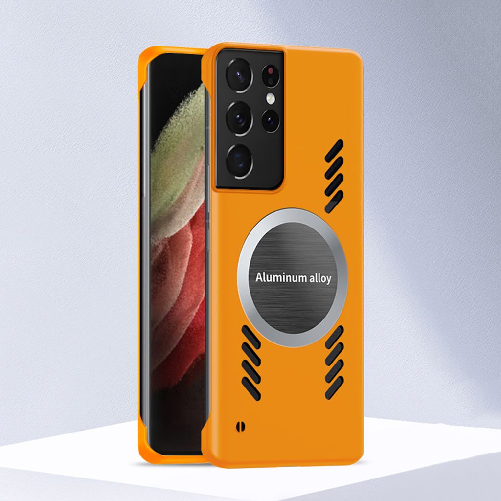 Galaxy S21 Ultra 5G Hülle, Frameless PC Matt Kühlabdeckung Loch Wärmeableitung Schutzhülle für Samsung Galaxy S21 Ultra 5G Orange