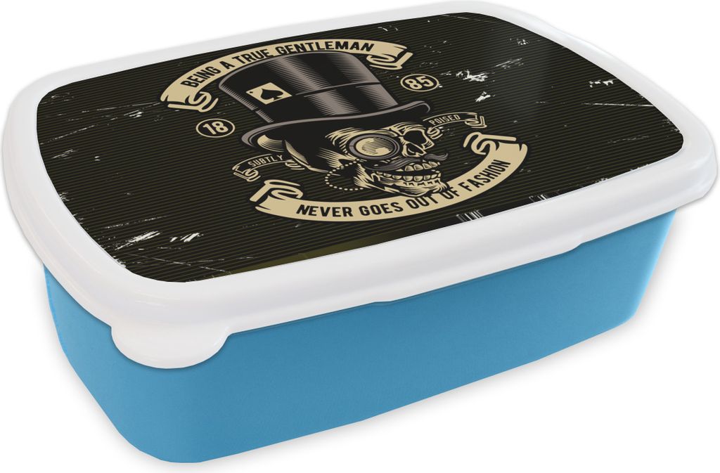 KitchenYeah Lunchbox Brotzeit Brotdose 17x11 cm Totenkopfmütze - Hut - Vintage Kinder Brotzeitdose - Lunch - Kunststoff - Brotbüchse - Sandwich...