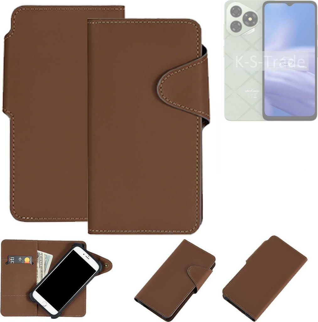 K-S-Trade Schutzhülle Klapphülle Kunstleder kompatibel mit Ulefone Note 19 braun Handy Hülle Wallet Case