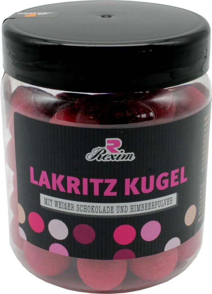 Rexim Lakritz Kugel mit weißer Schokolade und Himbeerpulver Produktbild 