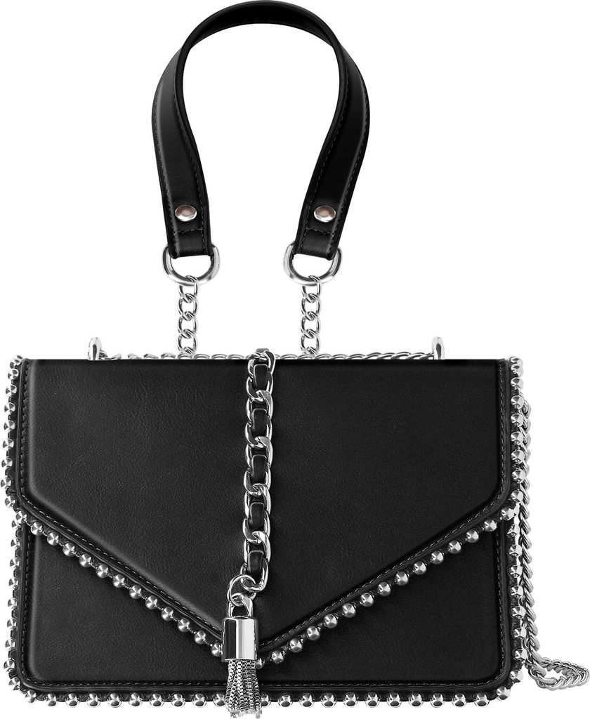 Gallantry, Trendy Handtasche mit Henkel aus Metallkette, Schwarz