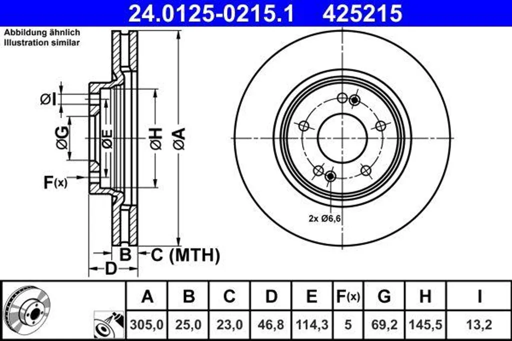 Disque de frein anti-vibration ATE 24012502151 pour corriger le voilage