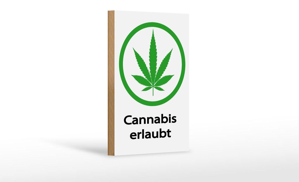 Holzschild Hinweis 12x18 cm Cannabis erlaubt Schild