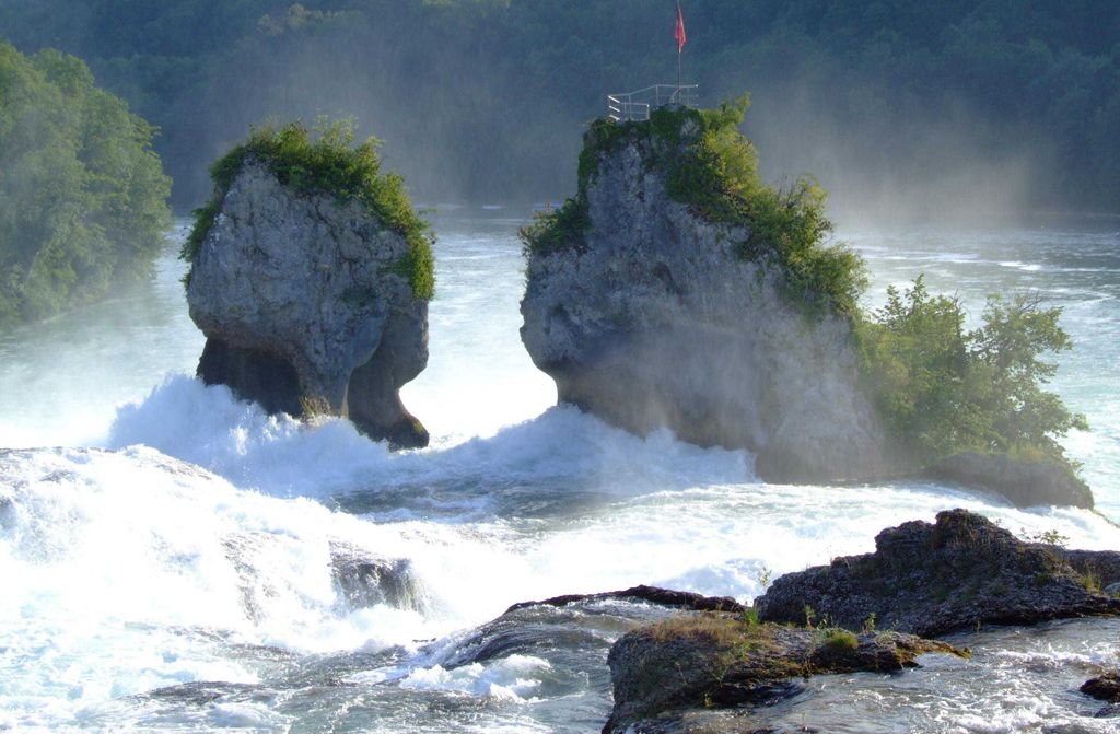 hansepuzzle 33272 - Rheinfall bei Schaffhausen Puzzle, 500 Teile, Natur, 46,0 x 30,0cm mit hochwertiger Aufbewahrung, Kartonbox & Beutel
