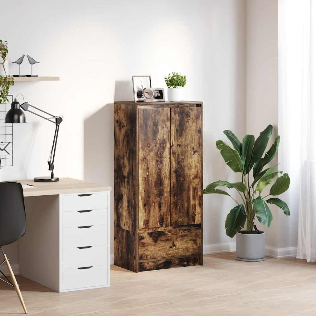 "2026 MODERNE"Schrank - elegantes Design - Küchenschrank /Badezimmerschrank - mit Schublade Räuchereiche 55,5x34x119,5cm NEU852083 - Kommoden