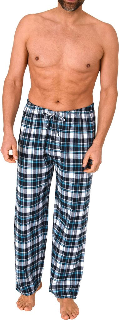 Herren Flanell Schlafanzug Pyjama Hose in toller Karo-Optik ; türkis , 58