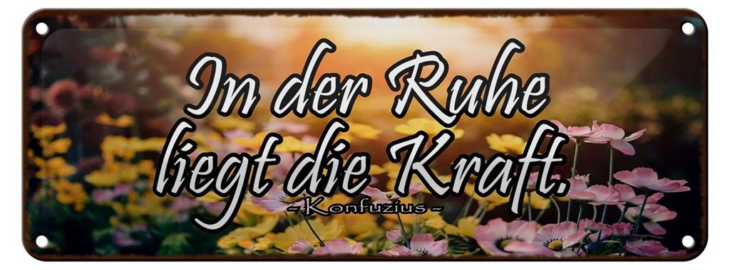 Blechschild Spruch 27x10cm in der Ruhe liegt die Kraft Dekoration
